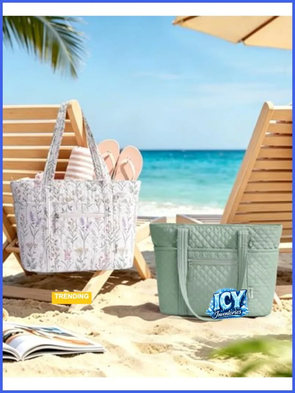 Quilted Cotton Tote Bag for Women with Laptop Sleeve and 40oz Cup Holder